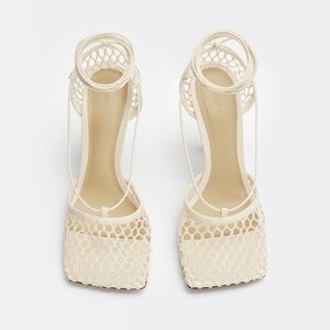 Bottega Veneta Tolie Stretch Lace-Up Sandal Heel